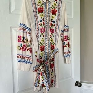 Jealous Tomato White Red Wrap Dress with Bishop Sleeves